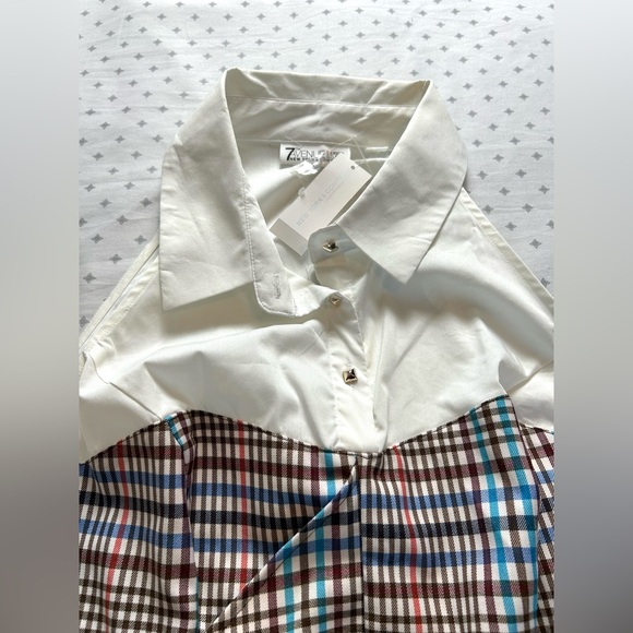 New York & Company Multicolor Plaid Halter Blouse - Picture 5 of 9